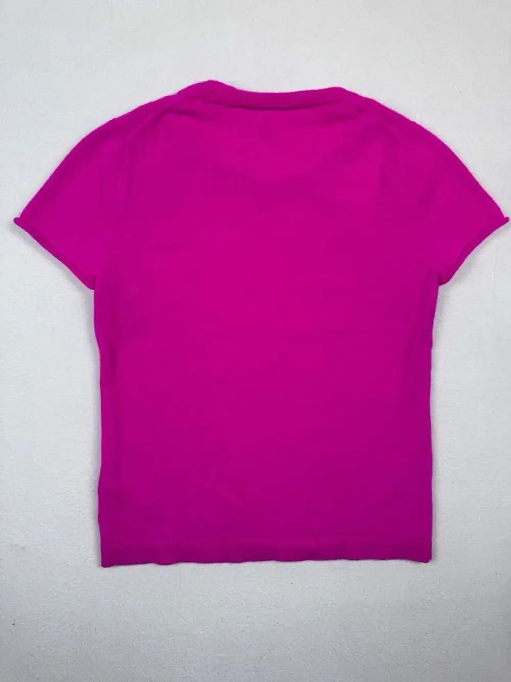J.Crew Women's Hot Pink Short Sleeve Cashmere Knit Crew Neck Sweater